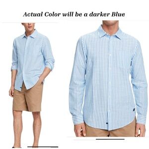**Scotch & Soda Seersucker Regular Fit Button Up Breezy Linen Blend shirt.